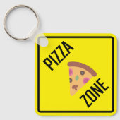 Pizza Zone Metalen Vierkante Sleutelhanger (Voorkant)