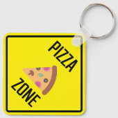 Pizza Zone Metalen Vierkante Sleutelhanger (Achterkant)