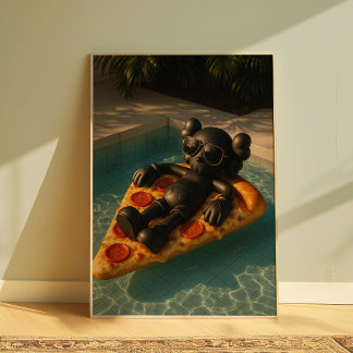 Pizza Zwembad Drijver Grappige Zomer Zwembad Muur Poster