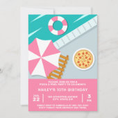 Pizza Zwembad Feest Zwembad Roze Modern Kaart (Voorkant)