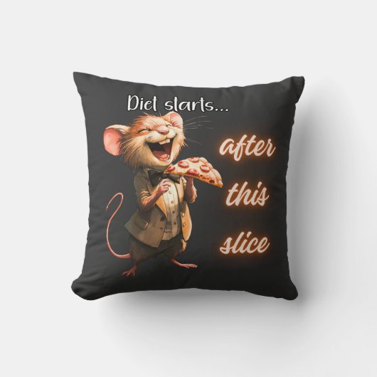 Pizzadiet Muis Ontwerp met een grappige uitstralin Kussen (Voorkant)