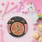 pizzaeten pizza papieren bordje (Feest)