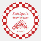 Pizzafeest Baby Shower Favor Stickers (Voorkant)