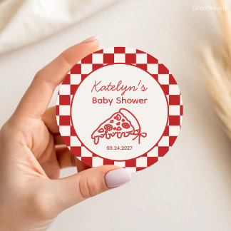Pizzafeest Baby Shower Favor Stickers