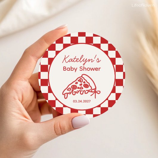 Pizzafeest Baby Shower Favor Stickers