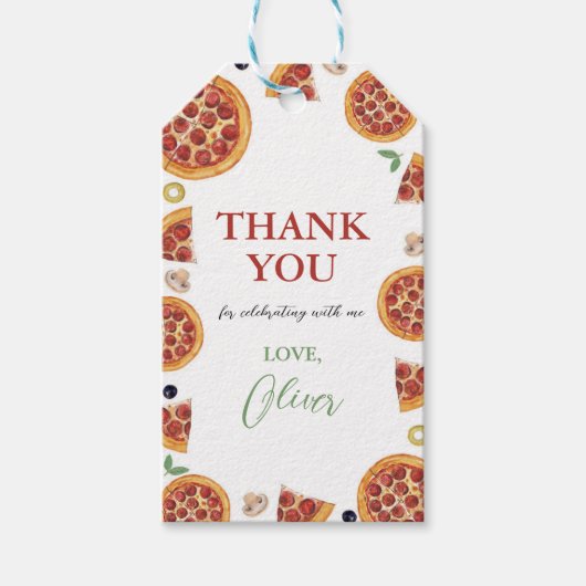 Pizzafeest, een stukje plezier cadeaulabel (Voorkant)