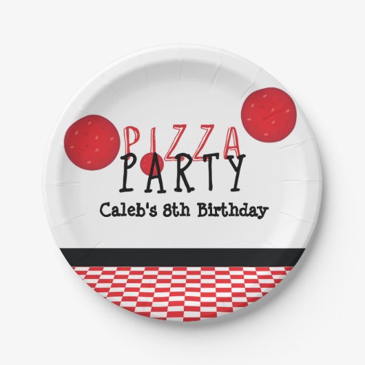 Pizzafeest peperoni op maat verjaardagsfeest borde papieren bordje (Voorkant)