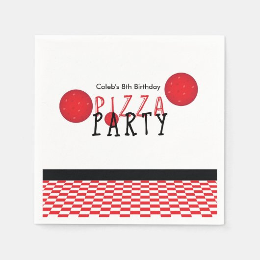 Pizzafeest peperoni op maat verjaardagsfeest serve servet (Voorkant)