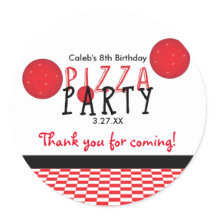 Pizzafeest peperoni verjaardagsfeest cadeau sticke