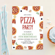 Pizzafeest, plakje leuke pizzafeest verjaardag
