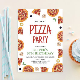 Pizzafeest, plakje leuke pizzafeest verjaardag kaart