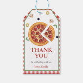 Pizzafeest, plakje pret cadeaukaartjes cadeaulabel (Voorkant)