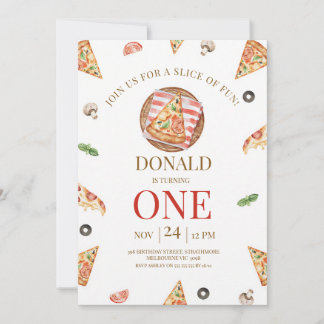 Pizzafeest Slice van Plezier 1e Verjaardag Kaart