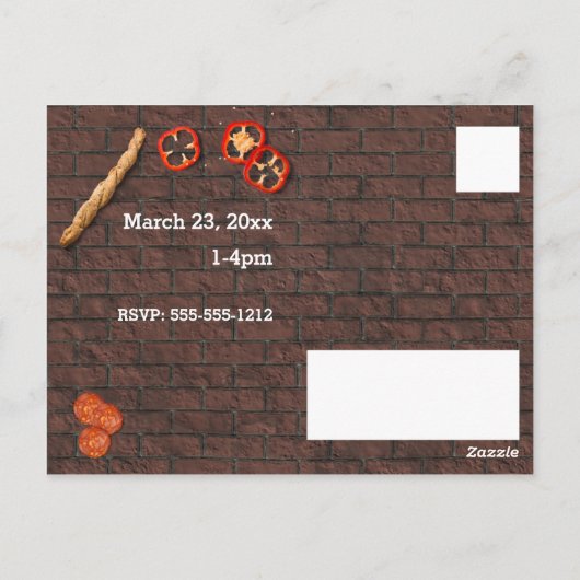 Pizzafeest Uitnodiging op Maat (Achterkant)