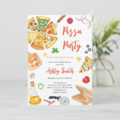 Pizzafeest Uitnodiging Pizza Verjaardagsfeest (Staand voorkant)