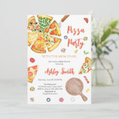 Pizzafeest Uitnodiging Pizza Verjaardagsfeest (Staand voorkant)