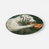 pizzafeestje - witte tijgers eten pizza papieren bordje (Gekanteld)