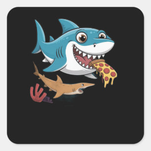 Pizzahaai Vierkante Sticker