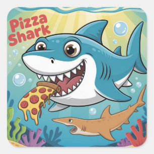 Pizzahaai Vierkante Sticker