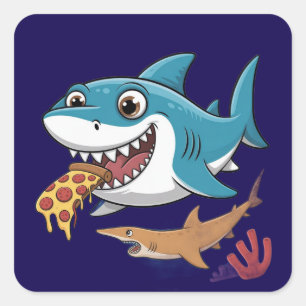 Pizzahaai Vierkante Sticker