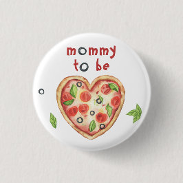 pizzahart baby shower - mama in wording ronde button 3,2 cm