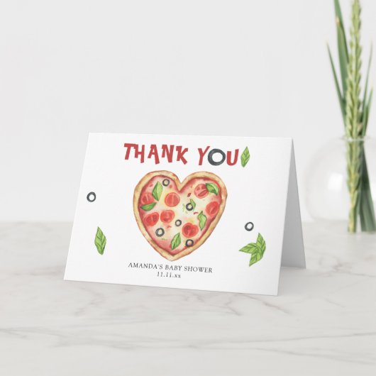 pizzahart watercolor babyshower BEDANKT (Voorkant)