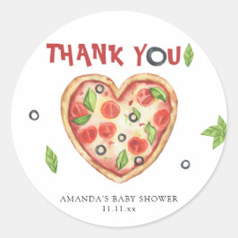 pizzahart watercolor babyshower BEDANKT Ronde Sticker