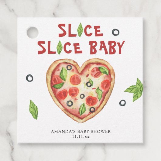 pizzahart waterverf baby shower bedankjes labels (Voorkant)