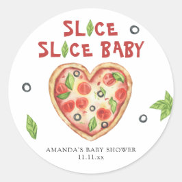 pizzahart waterverf baby shower ronde sticker