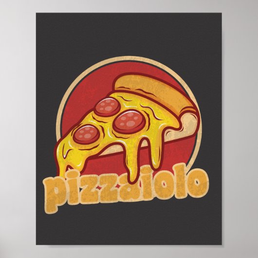 pizzaiolo grappige pizzabakker cadeau pizza-illust poster (Voorkant)