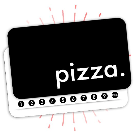 pizzakaart met loyaliteitsstempels klantenkaartje