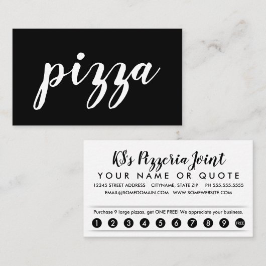 pizzakoestekaart klantenkaartje (Voorkant / Achterkant)