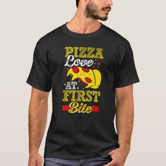 Pizzaliefde Op Het Eerste Beet T-shirt (Voorkant)