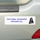 pizzalogo, kan niet slapen. pizzatoohot zal een gr bumpersticker (Op auto)