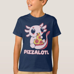 PIZZALOTL schattig axolotl amfibie eten pizza lief T-shirt