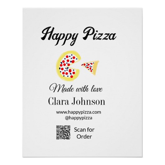 Pizzarestaurant cafe pizzeria scan QR-code bestell Perfect Poster (Voorkant)