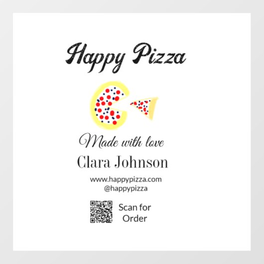 Pizzarestaurant cafe pizzeria scan QR-code bestell Raamsticker (Vel)
