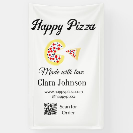 Pizzarestaurant cafe pizzeria scan QR-code bestell Spandoek (Verticaal)