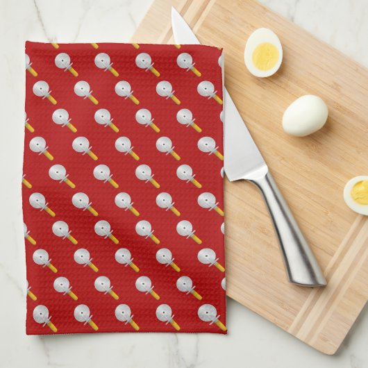 Pizzasnijder voor pizzadag theedoek (Quarter Fold)