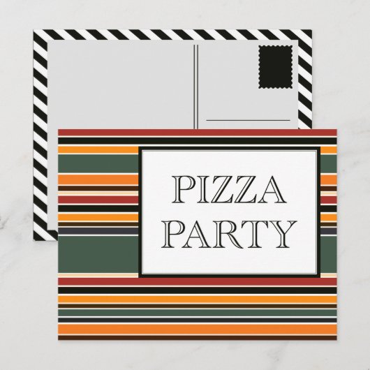 pizzastrepen uitnodiging briefkaart (Voorkant / Achterkant)