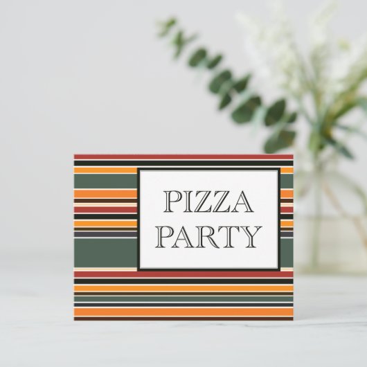 pizzastrepen uitnodiging briefkaart (Staand voorkant)