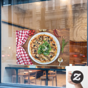 Pizzatentafel Italiaans eten rode tafelkleed Raamsticker