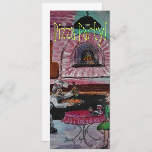 pizzavontuuruitnodiging kaart (Voorkant / Achterkant)