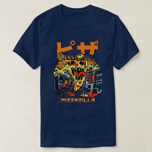 Pizzazilla Funny Pizza Kaiju Monster Japanese Cult T-shirt (Design voorkant)