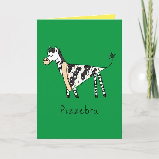 Pizzebra Pizza Zebra Cute Food Wenskaart Kaart (Voorkant)