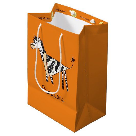 Pizzebra Pizza Zebra Gift Bag Medium Cadeauzakje (Voorkant Gekanteld)