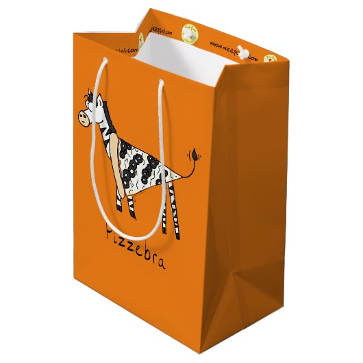Pizzebra Pizza Zebra Gift Bag Medium Cadeauzakje (Achterkant Gekanteld)