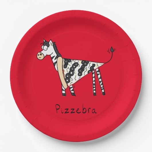 Pizzebra Pizza Zebra papier Borden Papieren Bordje (Voorkant)