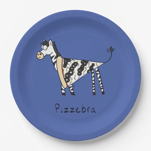 Pizzebra Pizza Zebra papier Borden Papieren Bordje (Voorkant)
