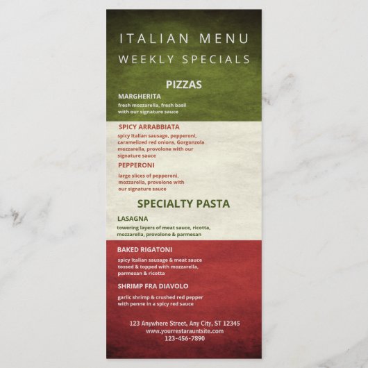 Pizzeria Business Menu (Achterkant)
